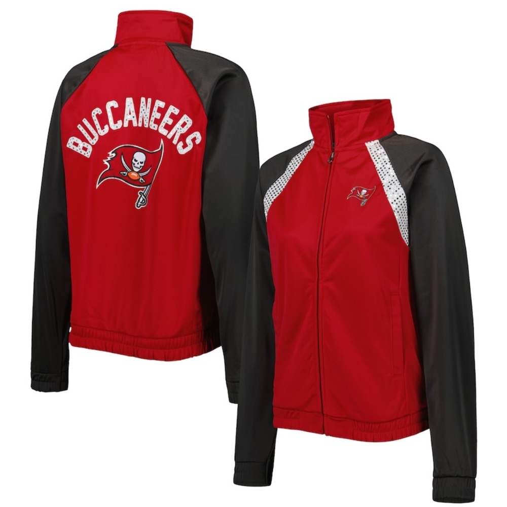 NWT Tampa Bay Buccaneers by Carl Banks Confetti Raglan Full Zip Track Jacket